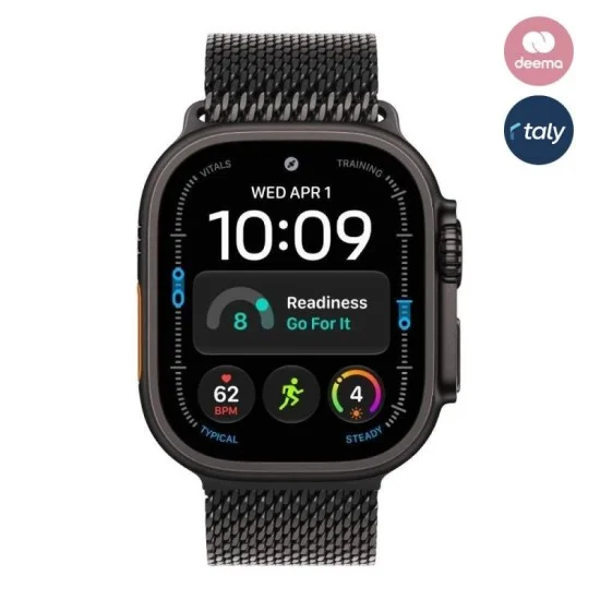 Apple Watch Ultra 4 GPS + Cellular 49mm, Black Titanium Case with Black Titanium Milanese Loop - M